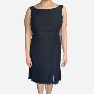 NWT Vicky Tiel Sleeveless Ruched Mesh Sheath Midi Dress S